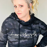 Love Yourself & Lift Heavy Cropped Hooded Sweatshirt