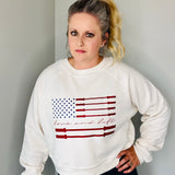 Love & Lift Barbell Flag Pullover Cropped Fleece