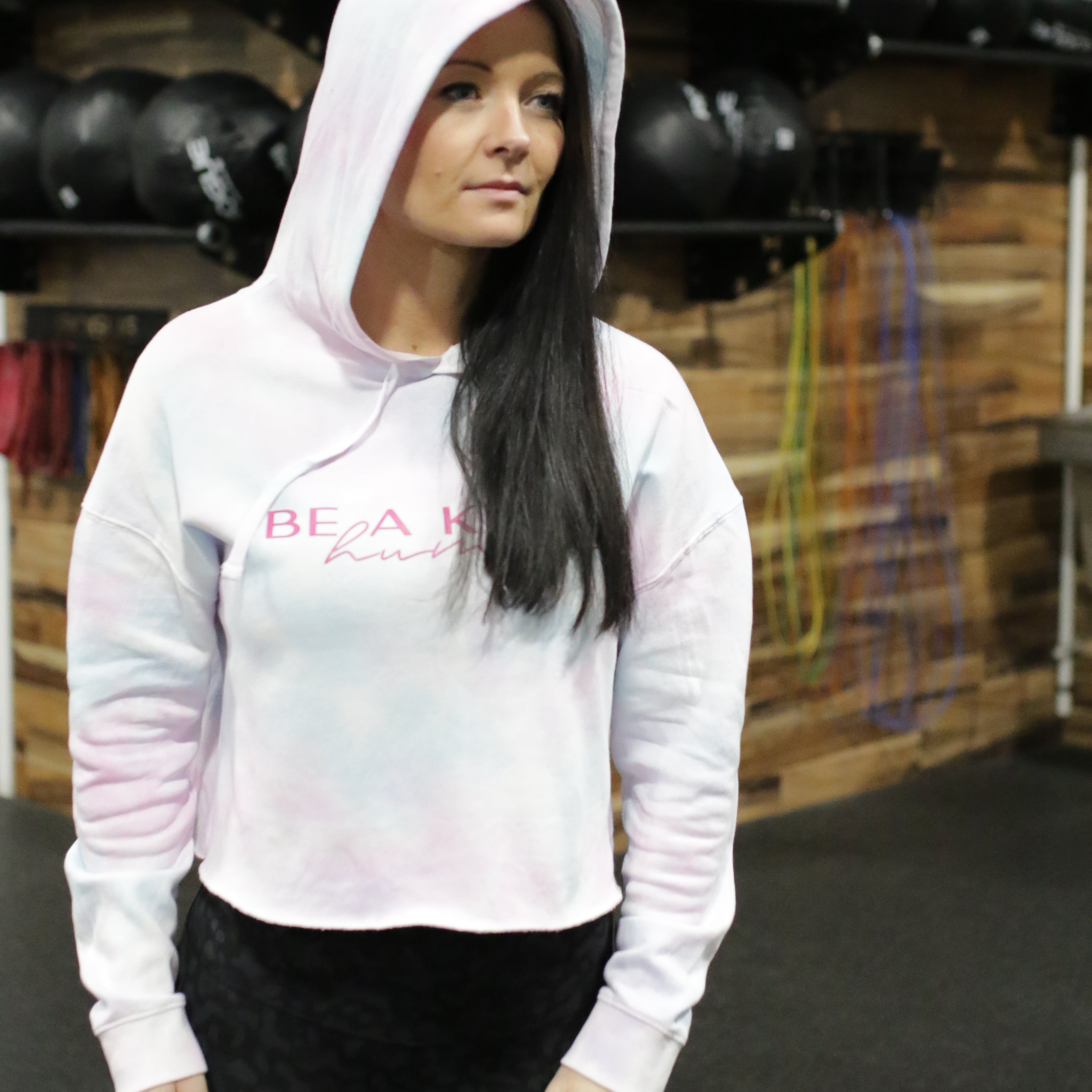 Be A Kind Human Cropped Hooded Sweatshirt